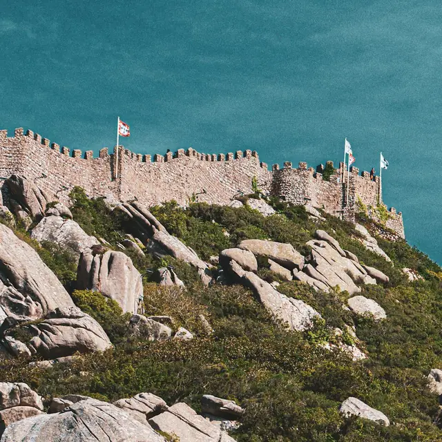 The ramparts of the Moorish Castle on the ridge beside Pena